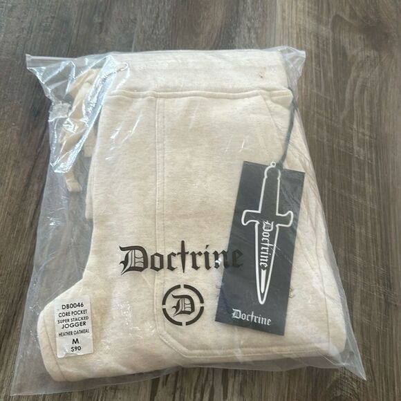 Doctrine Core Pocket Super Stacked Jogger Pants Heather Oatmeal Men's Size M NWT - Picture 8 of 10